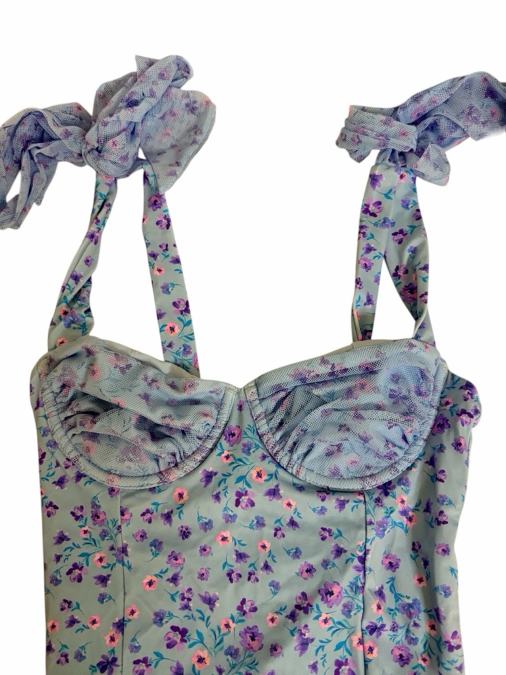 Beach Riot Floral Bow Strap Underwire One Piece Swimsuit Small NWOT - Picture 3 of 6